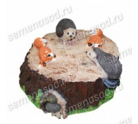Крышка на люк Пень с ежами и белками